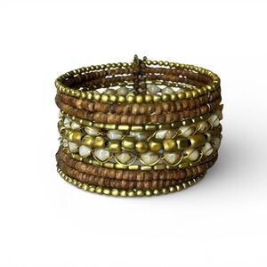 Vintage Y2K Gold Beaded bracelet cuff
